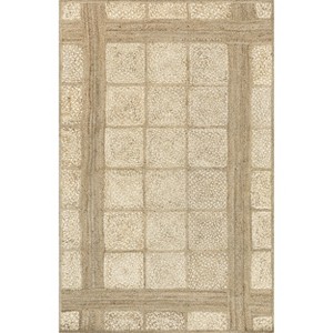 Nuloom Bronya Solid Tiled Jute Indoor Area Rug 5' x 8' in Natural - 1 of 4