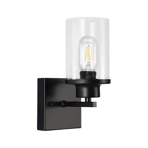 YANSUN 1-Light Antique Black Wall Sconce with Clear Glass Retro Farmhouse Urban Industrial Wall Light Bathroom Vanity Light - 1 of 1