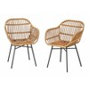 Set of 2 Greenville Dining Arm Chairs Natural - Lifestorey: Mid-century Design, Metal Base, Powder-Coated Finish - 2 of 3