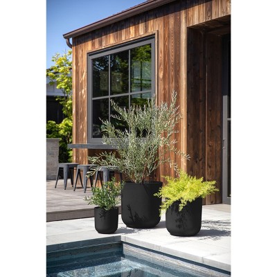 Veradek Mason Series Black Plastic-Stone Planter Set