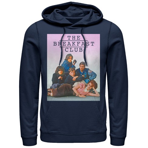 Men s The Breakfast Club Iconic Detention Pose Pull Over Hoodie Navy Blue Medium