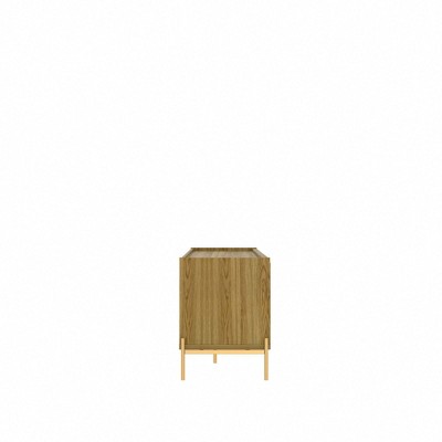 Oak and Gold Modern TV Stand with Storage for 70" TVs