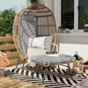 homfan Egg Chair Wicker Outdoor Chairs, Oversize Patio Chair Rattan Lounger Chair w/ 4 Cushions & Steel Frame Stand for Indoor Outdoor Patio Backyard - 3 of 4