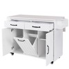 Chery Life Brown Kitchen Island with Trash Can Storage Cabinet, Spice Rack, Towel Rack and Drawer - 2 of 4