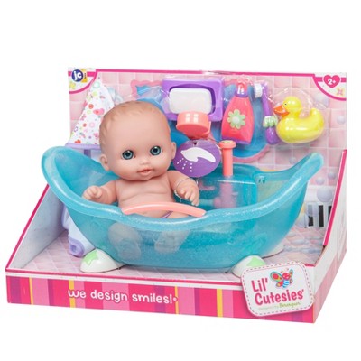JC Toys Lil'Cutesises 8.5" Doll in Bathtub with Accessories