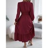 Clearlove Women's Long Sleeve Dress with Ruffle Accents & Defined Waist - 3 of 4