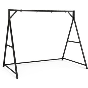 VINGLI Upgraded 7 FT Rattan Porch Swing Frame, Heavy Duty 1200 LBS Weight Capacity Swing Stand for Outdoors, Black - 1 of 4