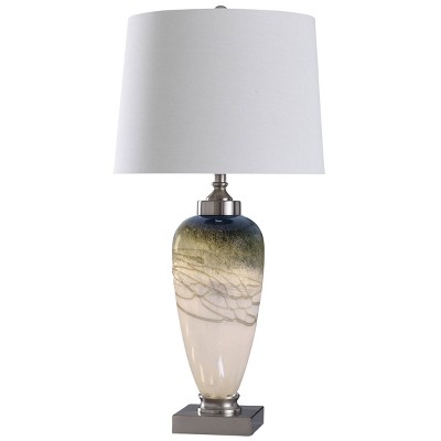 Elstree Glass and Chrome Metal Table Lamp Silver/White - StyleCraft: LED Night Light, No Assembly, UL Listed