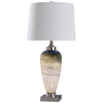 Elstree Glass and Chrome Metal Table Lamp Silver/White - StyleCraft