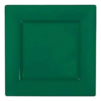 Smarty Had A Party 9.5" Hunter Green Square Plastic Dinner Plates (120 Plates)