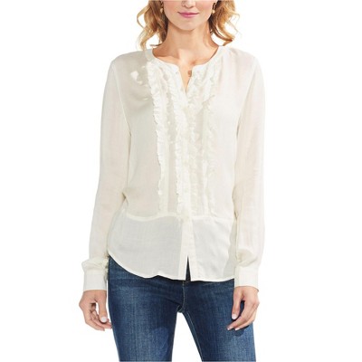 Vince Camuto Womens Ruffle Front Button Down Blouse