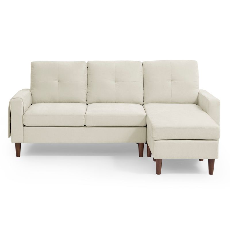80" Convertible L-Shaped Sectional Sofa with Rubberwood Legs, Removable Cushions and Pockets - ModernLuxe, 5 of 13