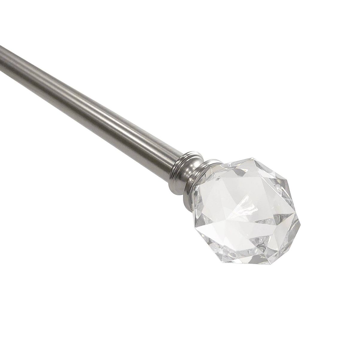 Decorative Drapery Curtain Rod with Faceted Crystal Finials Brushed Nickel - Lumi Home Furnishings - thumbnail 2