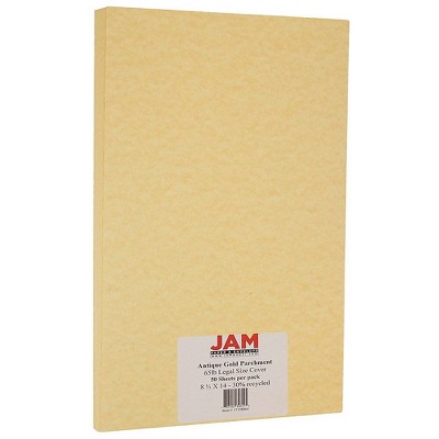 JAM Paper Legal Parchment 65lb Cardstock 8.5x14 Coverstock Gold Recycled 17128864