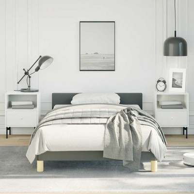 vidaXL Bed Frame with Headboard Dark Gray 39.4 in.x79.9 in. Twin XL Fabric
