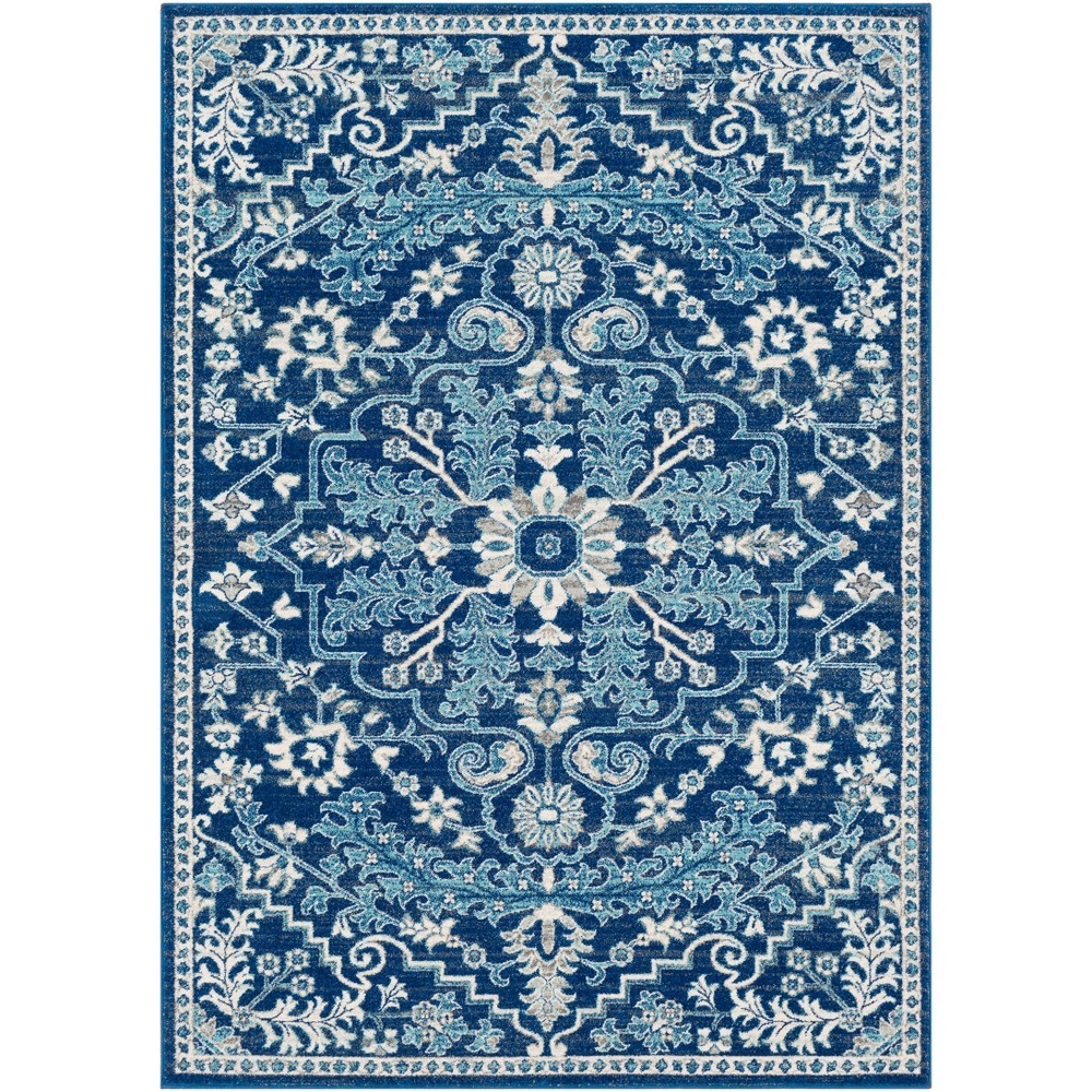 Livabliss 5'3"x7'3" Abby Traditional Rugs Teal/Dark Blue: Medium Pile, Fade & Stain-Resistant, Indoor Use