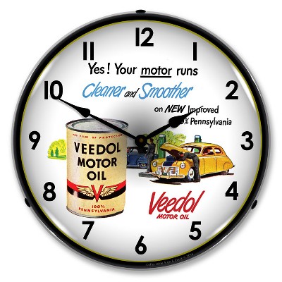 Collectable Sign & Clock | Veedol Motor Oil LED Wall Clock Retro/Vintage, Lighted