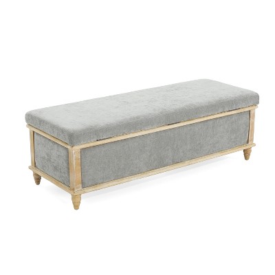 VYNXARIA GRAY STORAGE OTTOMAN