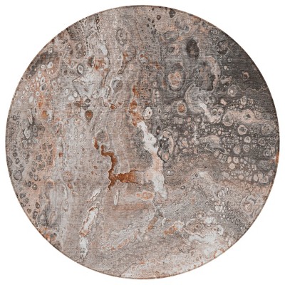 Terra Cotta Copper And Gray Abstract Washable Indoor Outdoor Area Rug