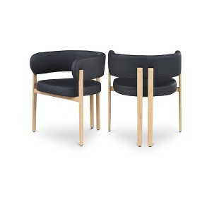 Meridian Furniture,Gideon Black Vegan Leather Dining Chair, Set of 2 - 1 of 4