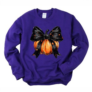 Simply Sage Market Women's Graphic Sweatshirt Coquette Halloween Pumpkin - 1 of 4