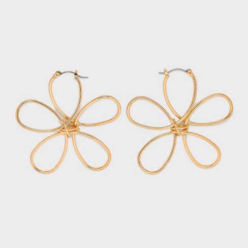 Wire Flower Hoop Earrings - Wild Fable™ Gold : Target