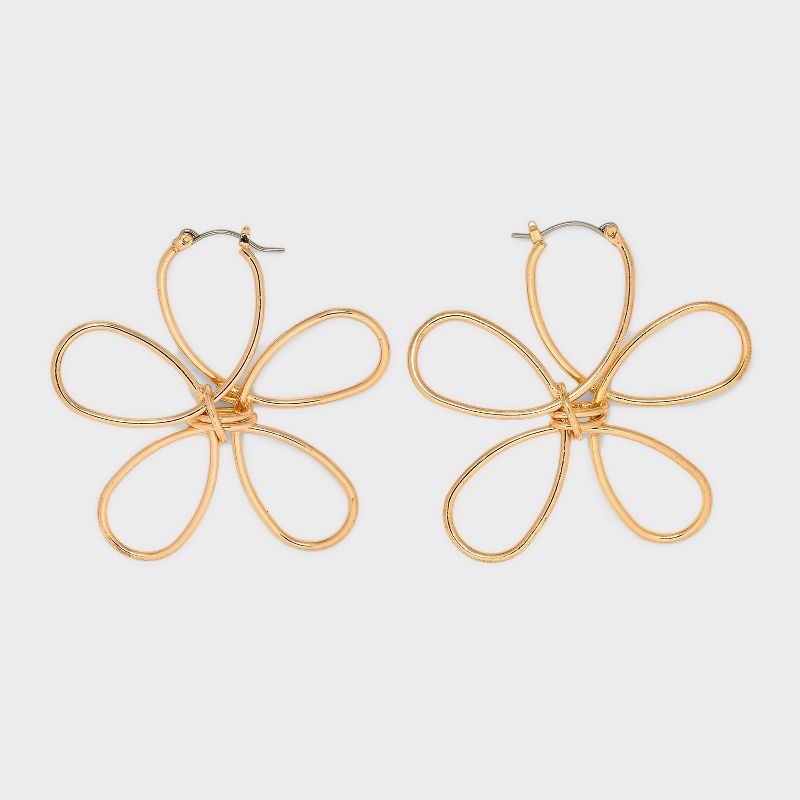 Wire Flower Hoop Earrings - Wild Fable&#8482; Gold, 1 of 7