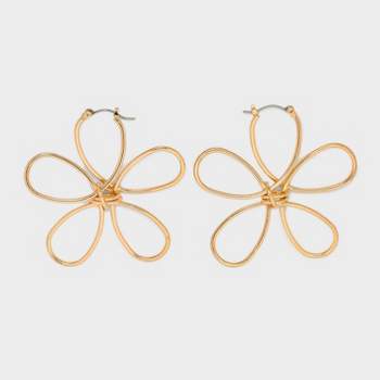 Wire Flower Hoop Earrings - Wild Fable™ Gold