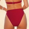 Women's Solid Red High-Waisted Whipstitch Trim Bikini Bottoms - Cupshe - 2 of 4