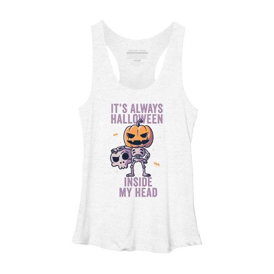 Women's Design By Humans It's Always Halloween Inside My Head Funny Cute Spooky By EduEly Racerback Tank Top