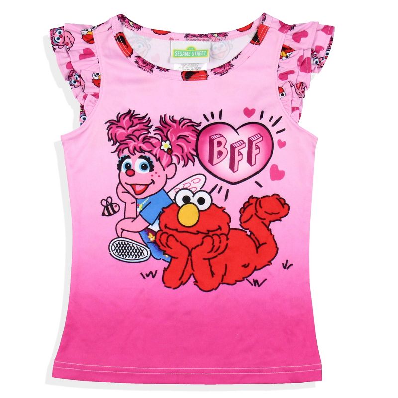 Sesame Street Girls' BFF Elmo Abby Cadabby Sleep Pajama Sleep Set Shorts Pink, 3 of 7