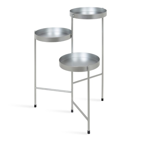 Kate And Laurel Finn Supporto Per Piante A Tre Livelli, Metallico, Nero E Oro, Vassoi Rotanti Da 25,4 Cm