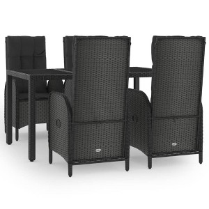 vidaXL Patio Dining/Lounge Set - 5 Piece Poly Rattan & Steel with Reclining Chairs, Cushions, and Glass Top Table in Black - 1 of 4
