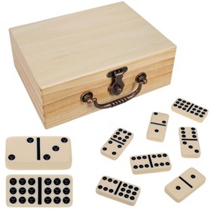 WE Games Double 9 Dominoes in Wooden Treasure Box, Ivory Color - 1 of 4
