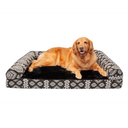 Furhaven Southwest Kilim Cooling Gel Sofa Dog Bed - Jumbo, Black ...