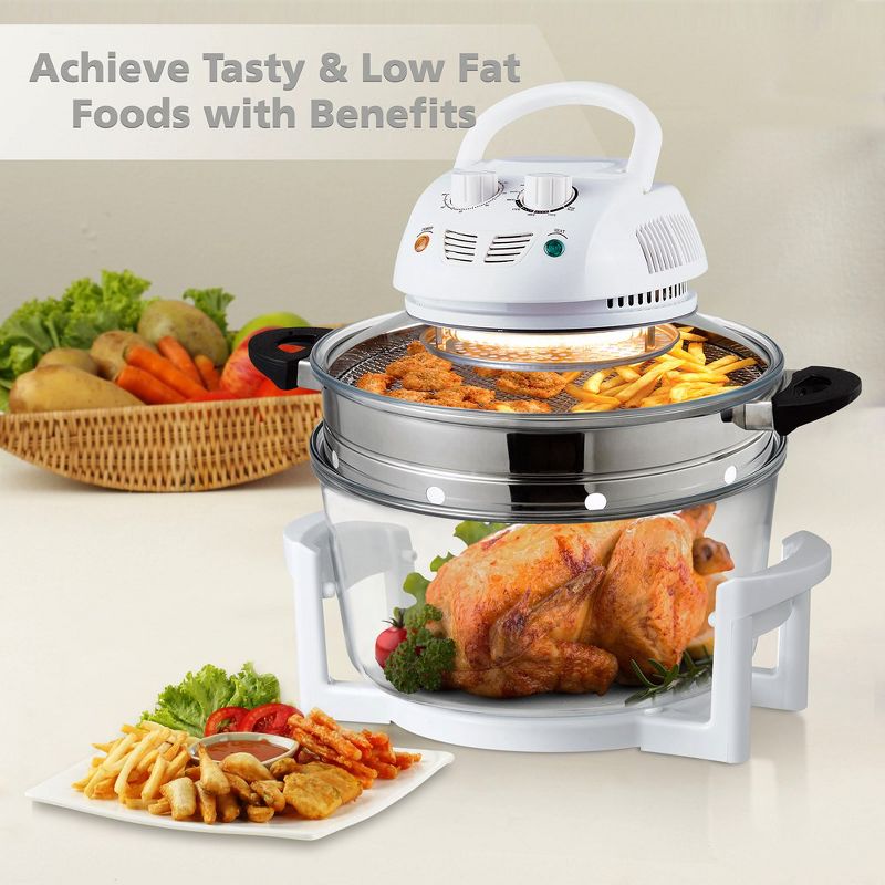 Nutrichef Air Fryer, Infrared Convection, Halogen Oven Countertop, 13 Quart 1200W, White, 5 of 9