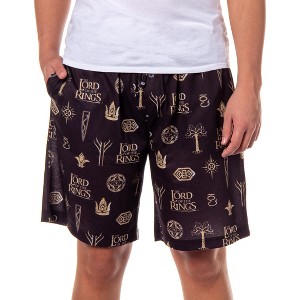 The Lord Of The Rings Pajamas Men's Tree Of Gondor Crown Rune PJ Shorts Black - 1 of 4