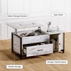 Hausource 41.7" Lift Top Coffee Table with Hidden Storage, Drawers & Side Cabinet for Living Room - 4 of 4