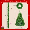 Resenkos 6ft Pre-Lit Christmas Tree Set with Garland and Wreath, Grass Green Tree with Large Branches and Pine Cones, Green - 2 of 4