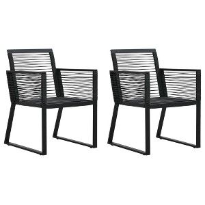 vidaXL Patio Chairs 2 pcs Black PVC Rattan - 1 of 4