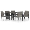 vidaXL Dining Set Grey and black, grey cushions - 2 of 4