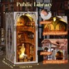 Aoibox Book Nook Kit DIY Miniature Wooden House Puzzle Public Library Bookshelf Decoration with LED Light Dust Cover Craft Gift for Teens Women - 3 of 4