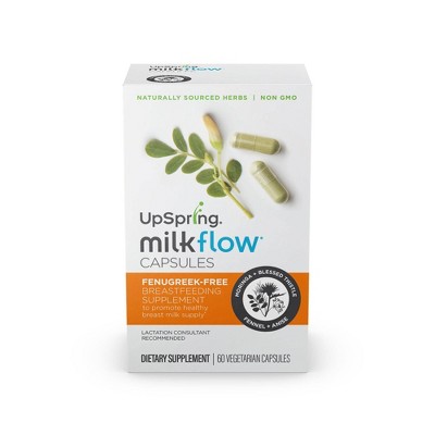 UpSpring Milkflow Breastfeeding Lactation Supplement, Fenugreek Free Capsules - 60ct