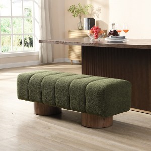50" Chenille Fabric Upholstered Bench with Wood Legs for Dining Room, Bedroom, Entryway, or Living Room, No Assembly, 300 lbs Capacity - 1 of 4