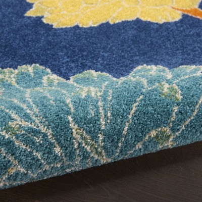 Navy Multicolor Floral Synthetic 8' x 10' Area Rug