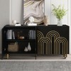 Lyngins Fluted Sideboard Buffet Cabinets with Curve Element,4 Doors,Adjustable Shelves,Coffee Bar Cabinets,Credenzas for Kitchen,Entryway - 2 of 4