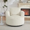 Lyngins Faux Fur Swivel Accent Chairs,Upholstered Arm Chairs with Wooden Base for Living Room,Bedroom - 2 of 4