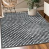 Modern Symmetric Fine Line Printed Area Rug Ultra Thin Low Pile Machine Washable Stain Slip Resistant Non Shedding Pet Friendly Floor Carpet - 2 of 4