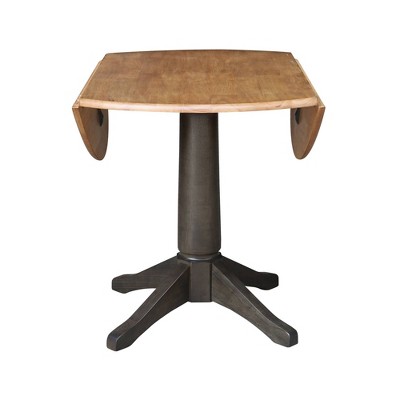 Classic 42" Round Hickory & Washed Coal Extendable Dining Table