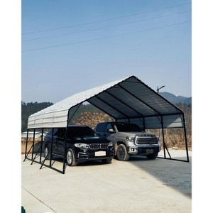 GustoWave 20'x20' Heavy Duty Steel Carport for All Weather Sedans, Bass Boats, Motos, ATVs, and SUVs - 1 of 4